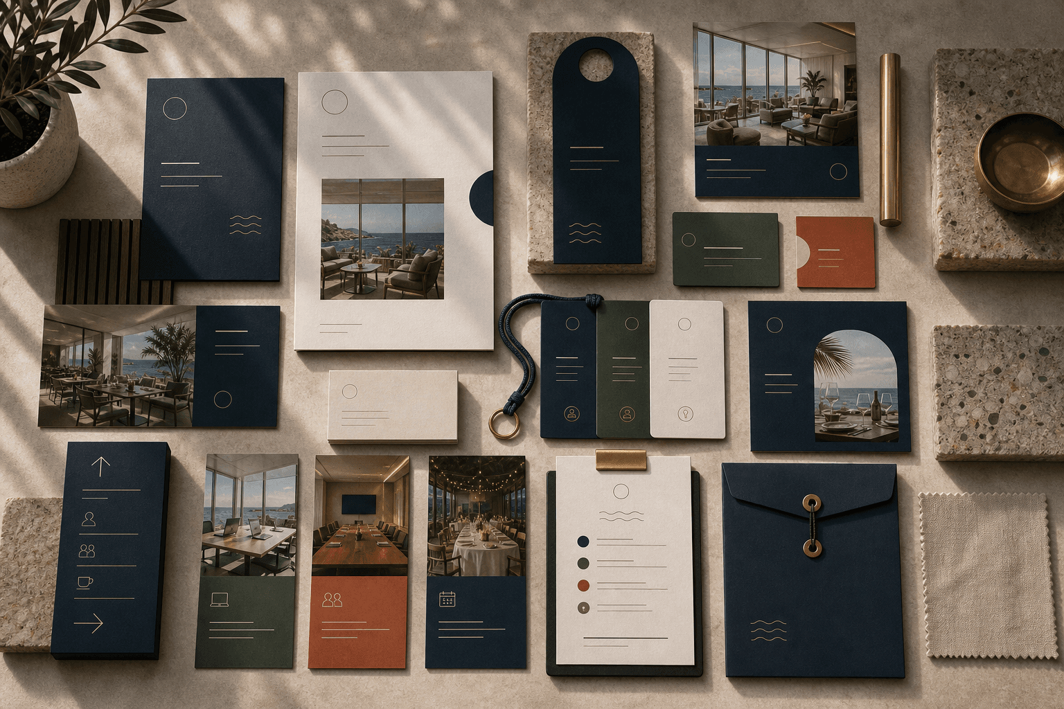 Harbour Row signage, membership passes, and brand collateral